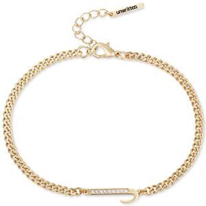 Unwritten Cubic Zirconia Initial Link Bracelet 14K Gold Plated "J" NWT
